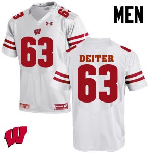 Men's Wisconsin Badgers NCAA #63 Michael Deiter White Authentic Under Armour Stitched College Football Jersey FW31Y77XP